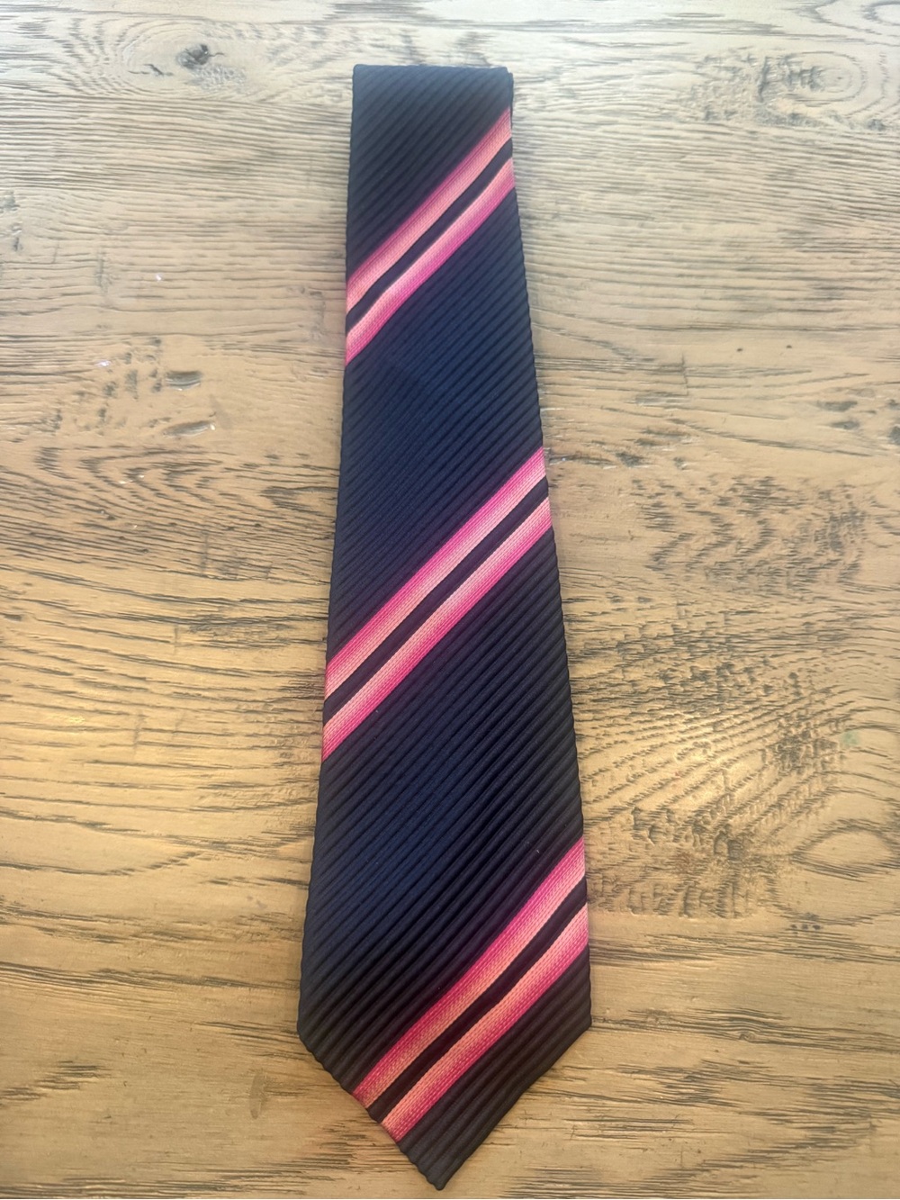 Liberty of London Black Tie with Pink Stripe Detail
